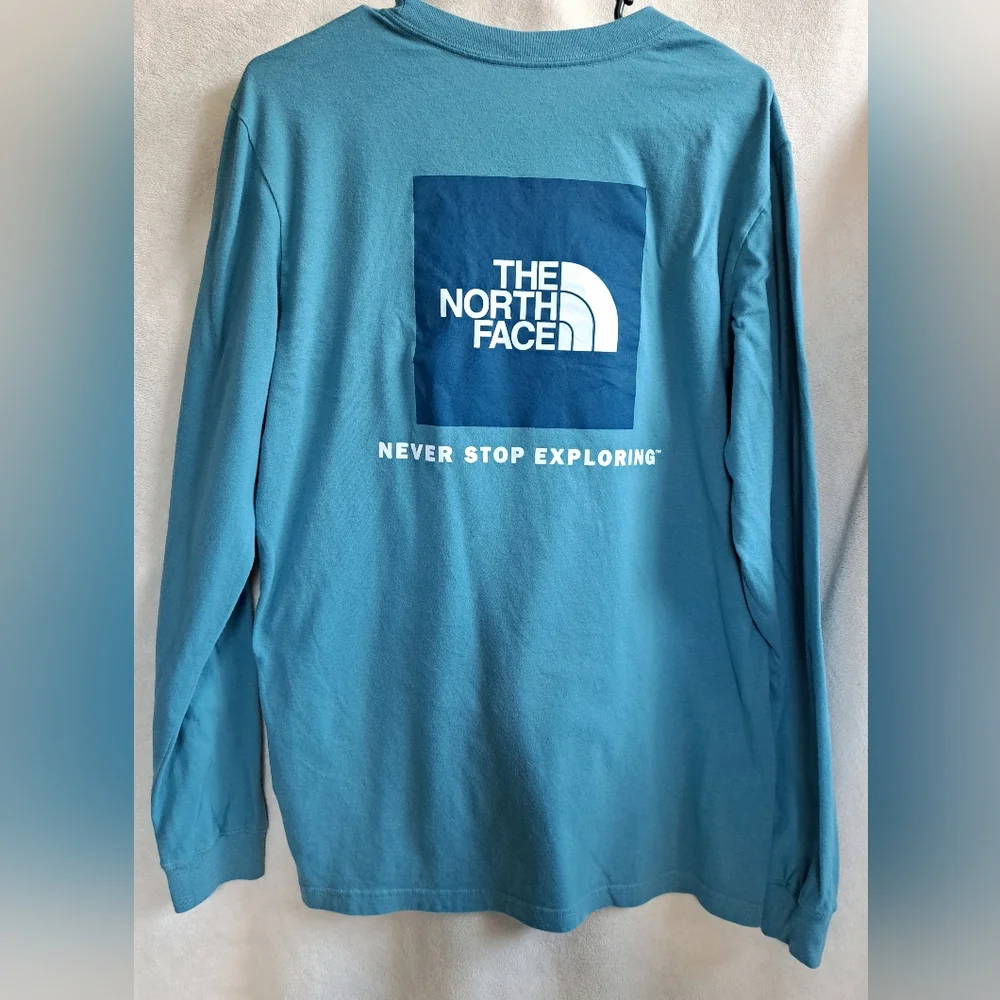 The North Face Long Sleeve Tee in Teal with White Logo